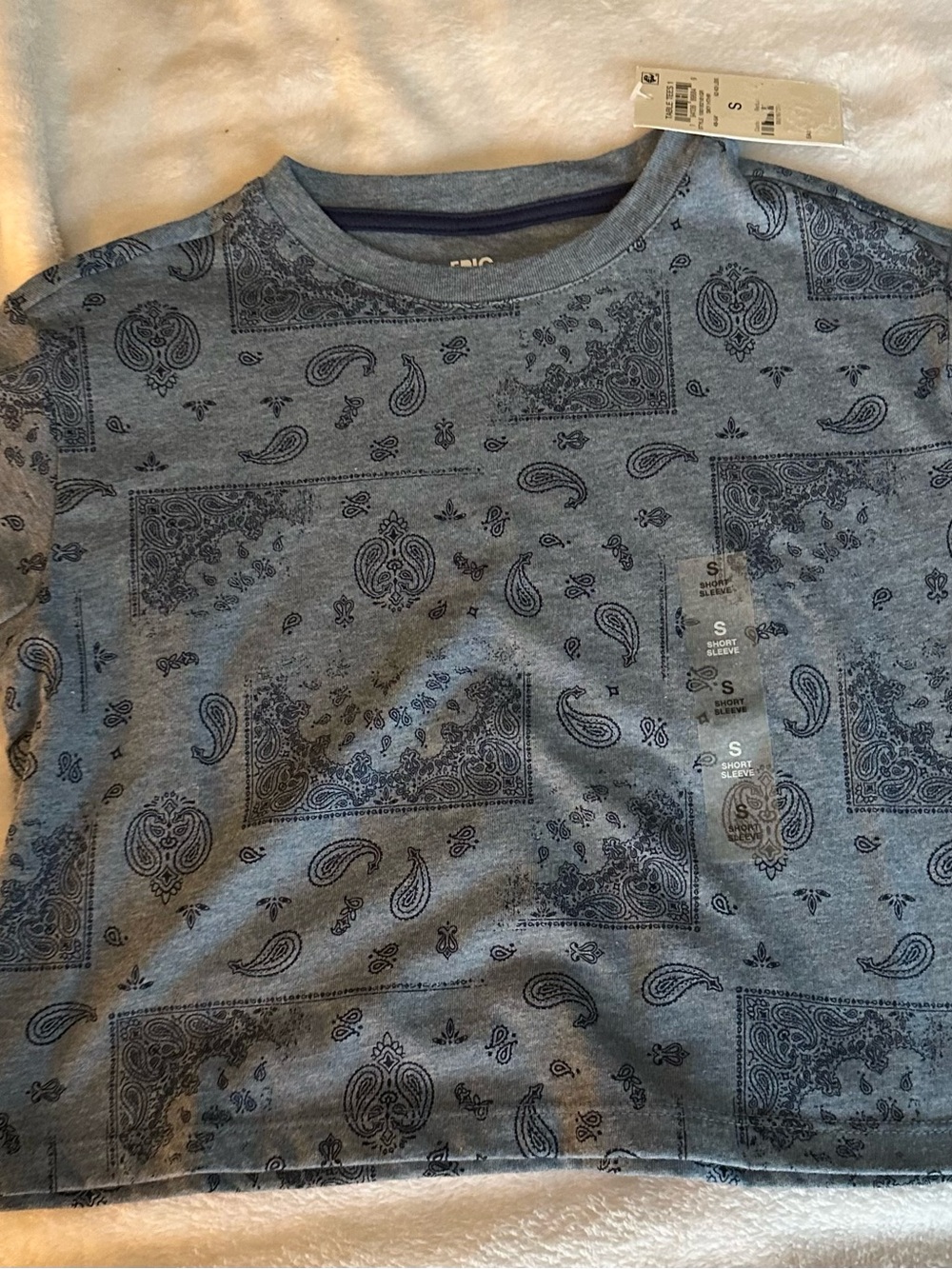 Epic Threads Blue Paisley Block Print Tee
